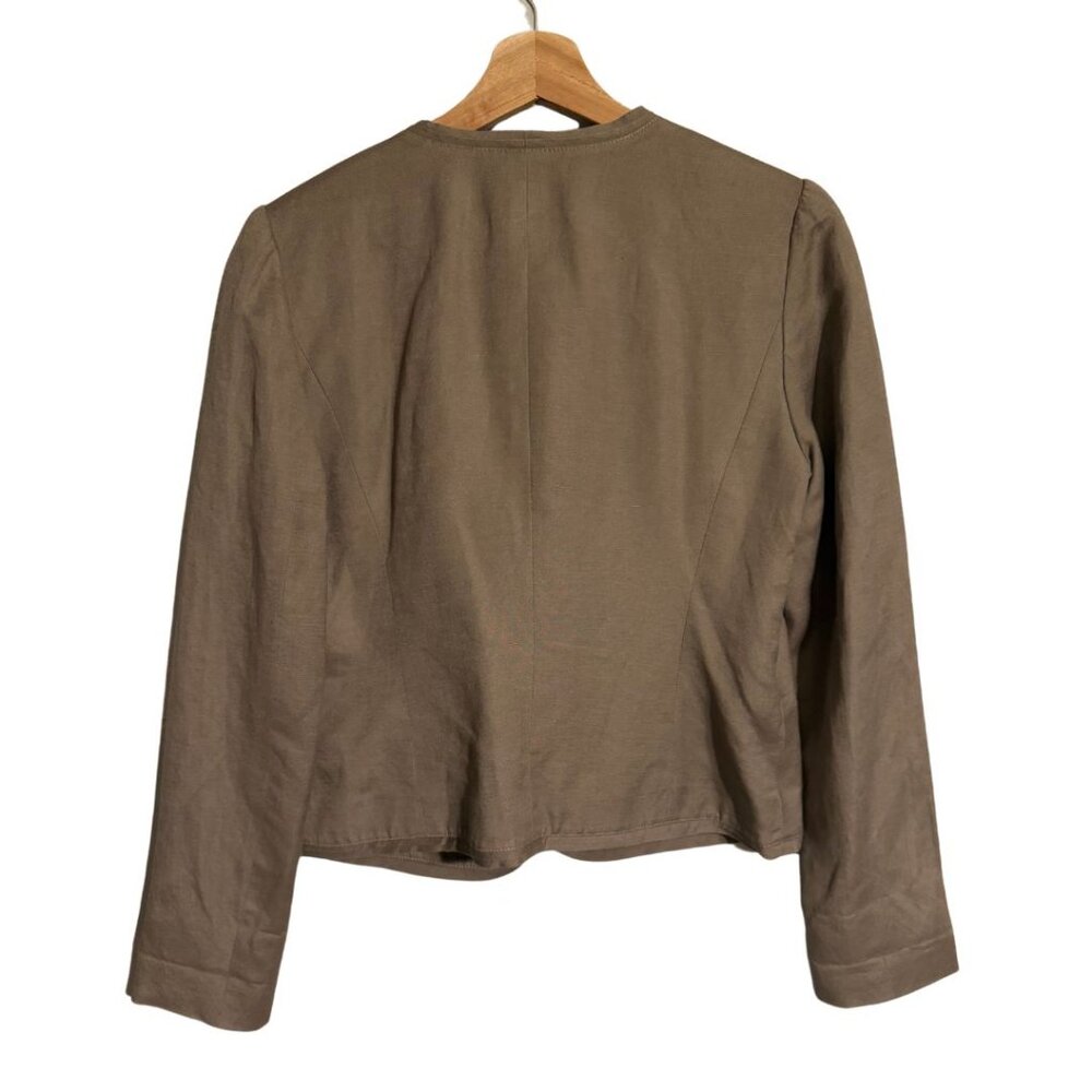Ann Taylor LOFT I Taupe I Linen Blend I Blazer Jacket I Size 6 - Picture 2 of 5